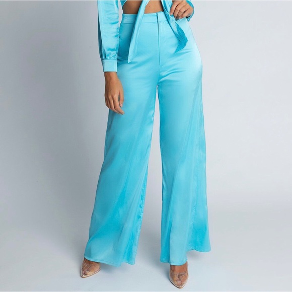 COPY - Meshki Satin Bandeau top & Super Wide Leg Pants - Picture 4 of 14